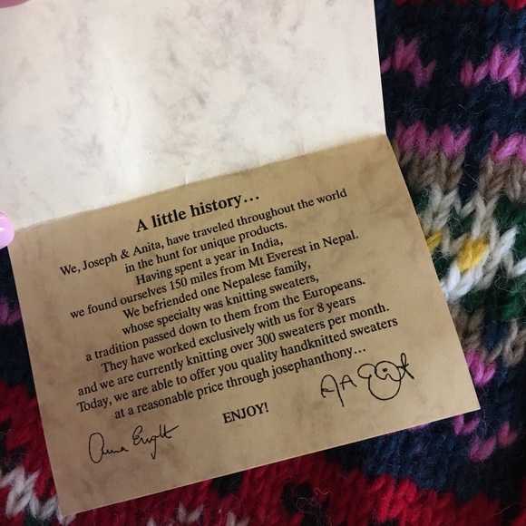 SOLD NWT Hand knitted wool chunky cardigan Nepal M - Picture 4 of 7